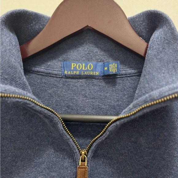 Polo Ralph Lauren Men’s 1/4 Zip Mock Neck Pullover Sweater Blue Size M - Picture 4 of 8